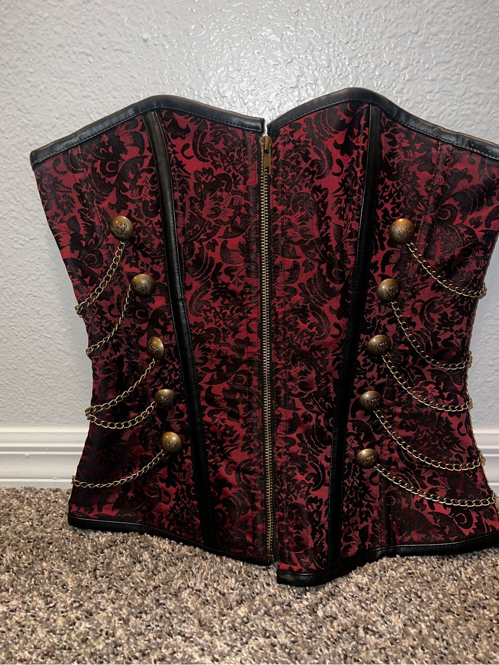 Red Brocade Chain-Costume Corset
